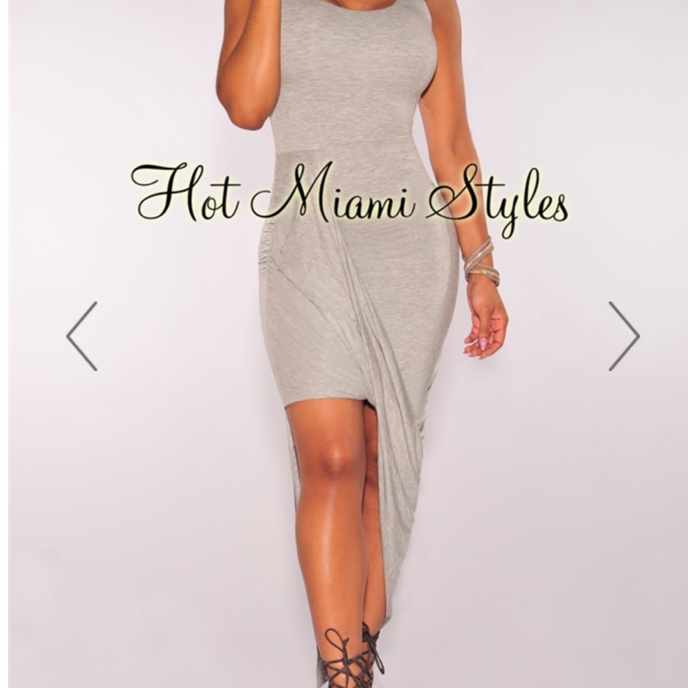 Hot Miami Styles Gray Asymmetrical Women’s Dress